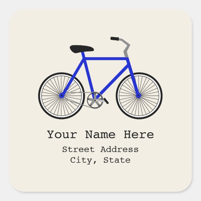 Carré Sticker d'adresse de vélo bleu (Devant)