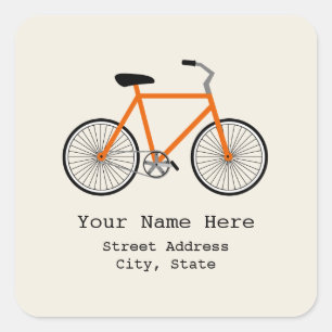 Carré Sticker d'adresse de vélo orange
