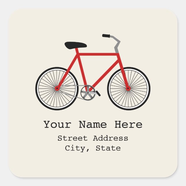 Carré Sticker d'adresse de vélo rouge (Devant)