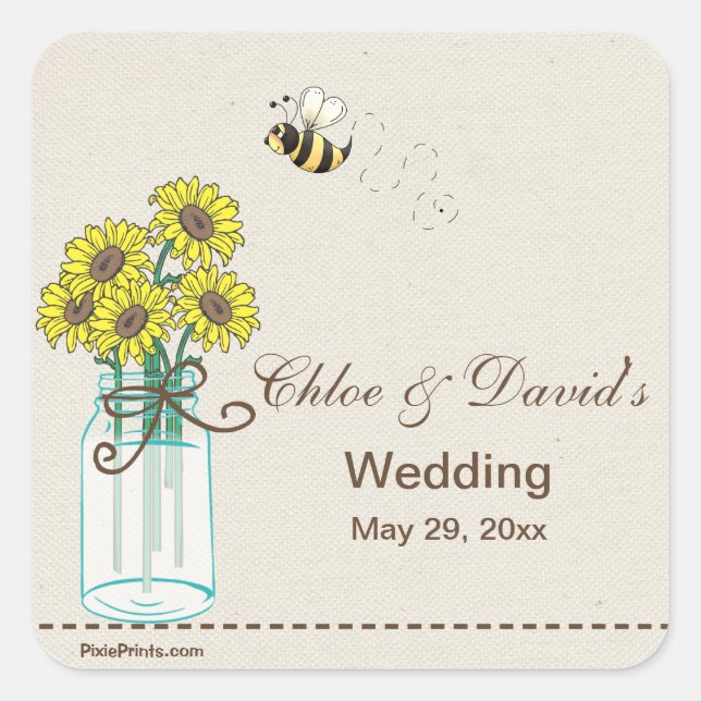 Carré Sticker d'arrangement Mason Jar (Devant)