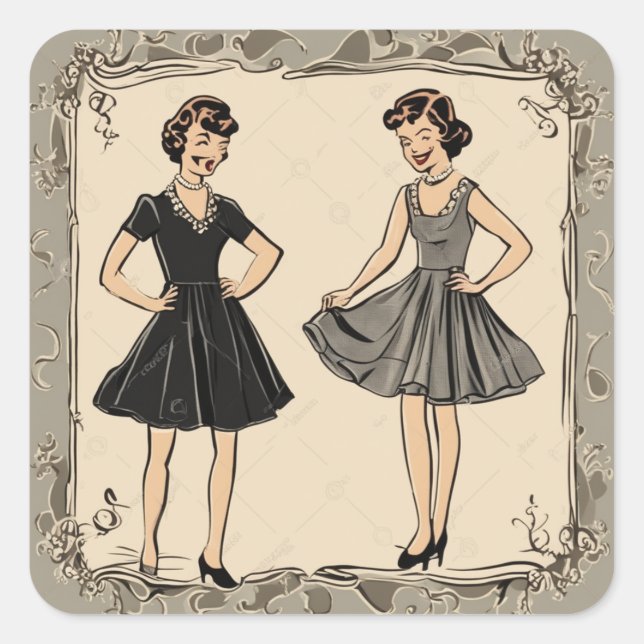 Carré Sticker d'art LBD Chic Retro (Devant)