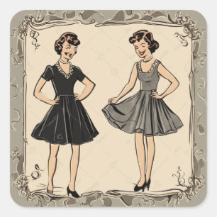 Carré Sticker d'art LBD Chic Retro