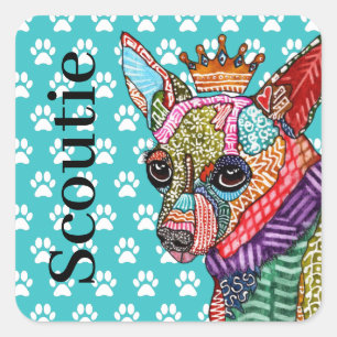 Carré Sticker d'art populaire de Chihuahua King, joli et