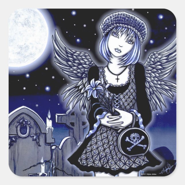 Carré Sticker d'art "Tabitha" Blue Gothic Angel (Devant)