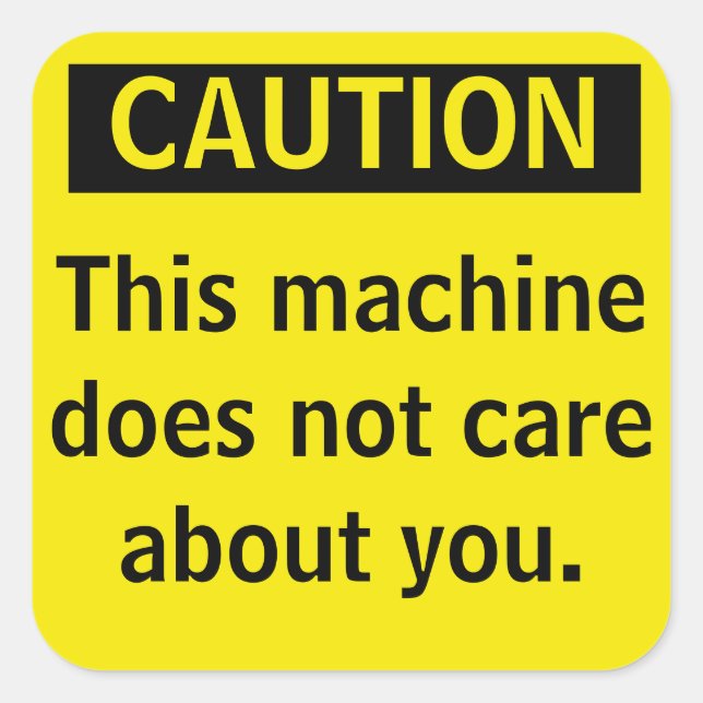 Carré Sticker d'avertissement pour petite prudence (Devant)