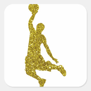 Carré Sticker de basket-ball en or