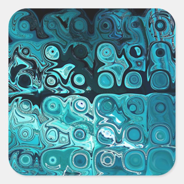 Carré Sticker de blocs de verre turquoise (Devant)