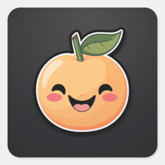 Carré Sticker de caractères Kawaii Peach Cute