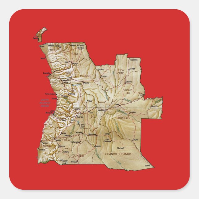 Carré Sticker de carte Angola (Devant)