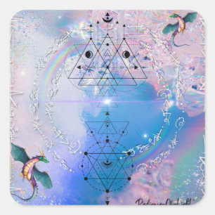 Carré Sticker de code léger Rainbow Dragon