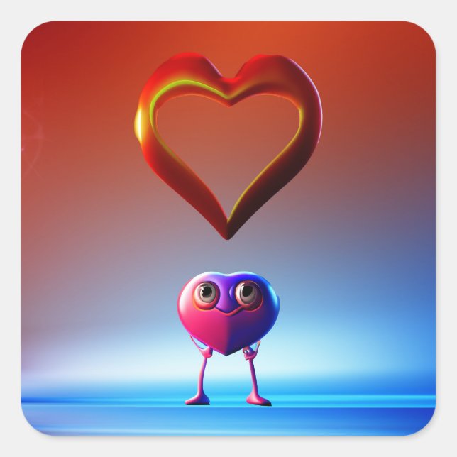 Carré Sticker de coeur (Devant)