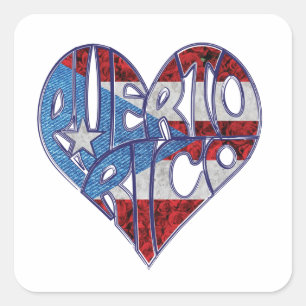 Carré Sticker de coeur Porto Rico Flag