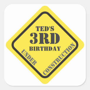 Carré Sticker de construction d'anniversaire