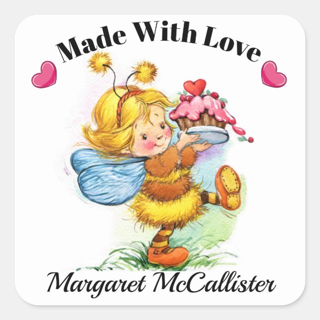 Carré Sticker de cuisine pour fille à gâteau précieux (Devant)