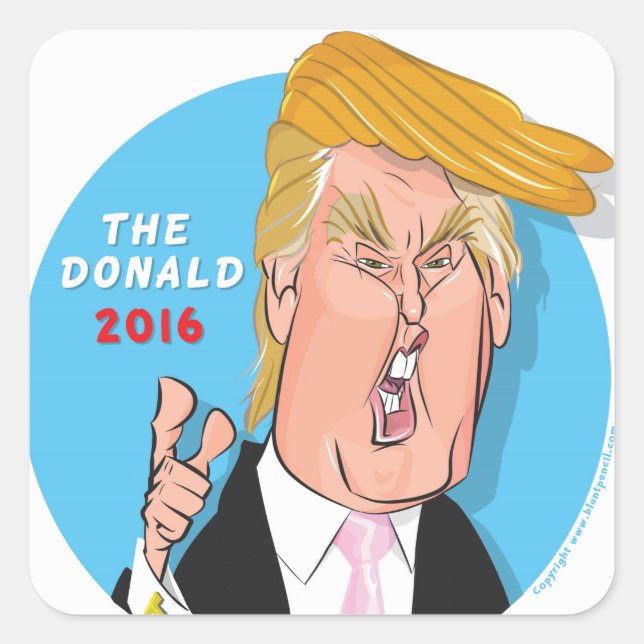 Carré Sticker de dessin animé Donald Trump (Devant)