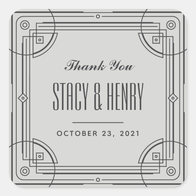 Carré Sticker de fermeture Mariage de cadre moderne déco (Devant)