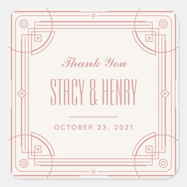 Carré Sticker de fermeture Mariage de cadre moderne déco (Devant)