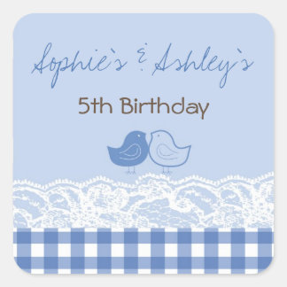 Carré Sticker de fête d'anniversaire pour les oiseaux ju
