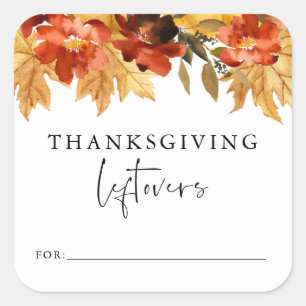 Carré Sticker de gauche Thanksgiving Leftovers automne