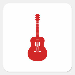 Carré Sticker de guitare rouge - Amoureux de musique Aco