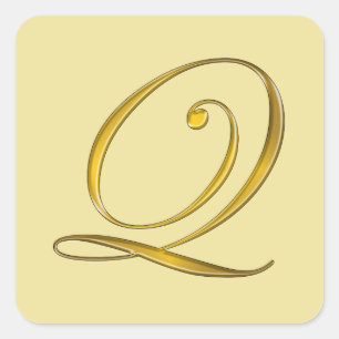 Carré Sticker de joint d'enveloppe Q Monogramme or