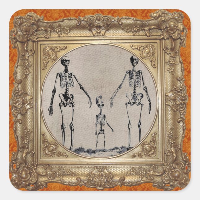 Carré Sticker de la famille Skeleton (Devant)