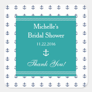 Carré Sticker de la Fête des mariées Ancre nautique