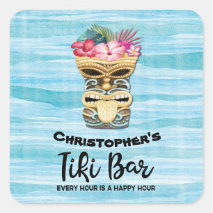 Carré Sticker de la partie monogramme TIki Bar amusant