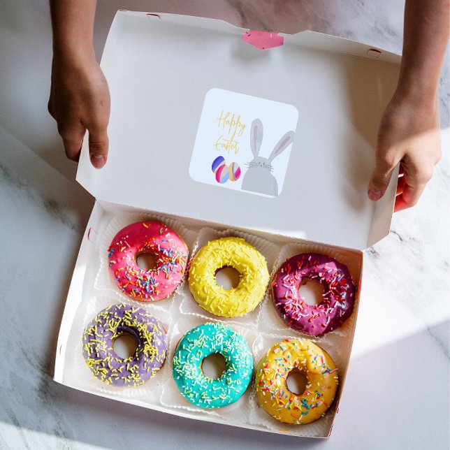 Carré Sticker de lapin de Pâques coloré (Créateur téléchargé)