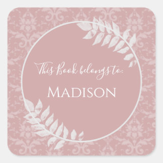 Carré Sticker de livre Damask rose Elegant