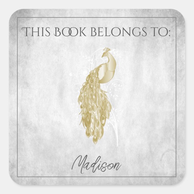 Carré Sticker de livre Peacock Gold Elegant (Devant)