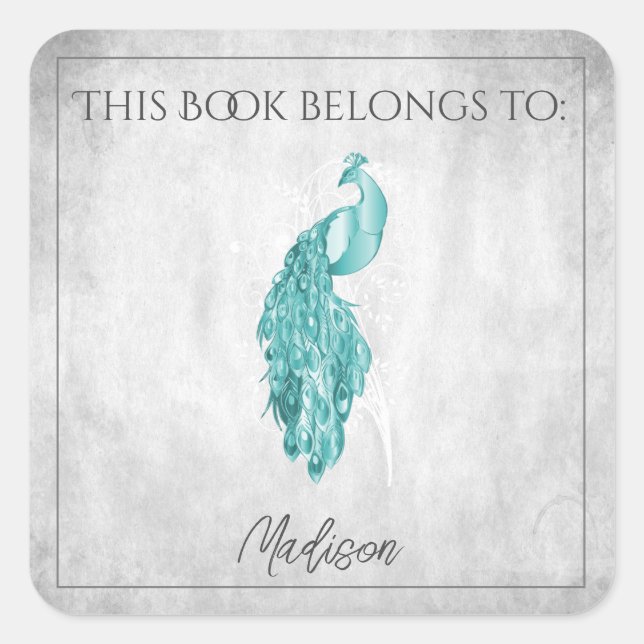 Carré Sticker de livre Peacock turquoise (Devant)