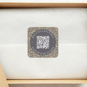 Carré Sticker de magasin Leopard Custom QR Code