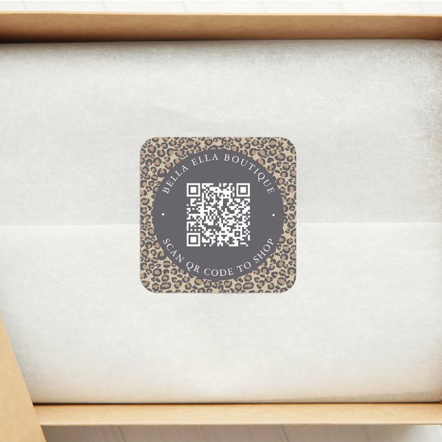 Carré Sticker de magasin Leopard Custom QR Code (Créateur téléchargé)