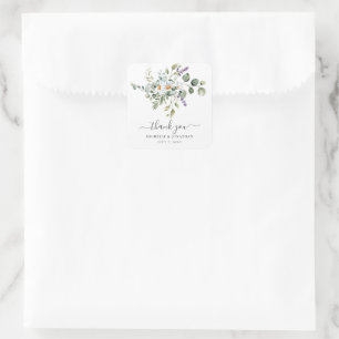 Carré Sticker de mariage favori pour marguerite blanche