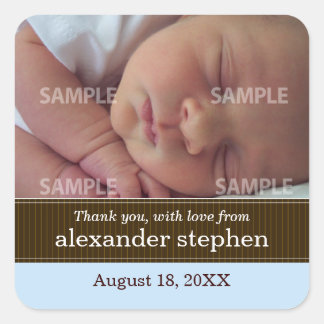 Carré Sticker de message pour bébé Pinstripe Ribbon