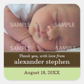 Carré Sticker de message pour bébé Pinstripe Ribbon