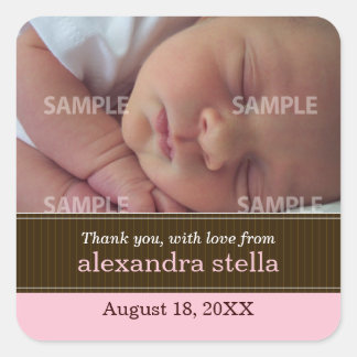 Carré Sticker de message pour bébé Pinstripe Ribbon