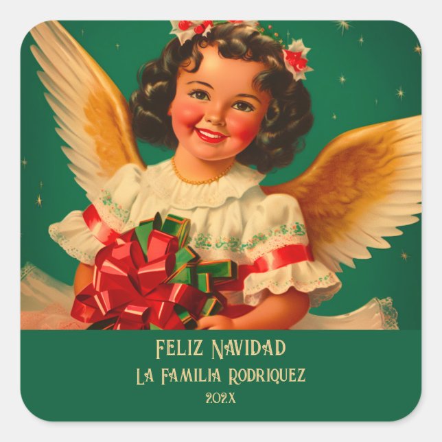 Carré Sticker de Noël Angel "Feliz Navidad" (Devant)