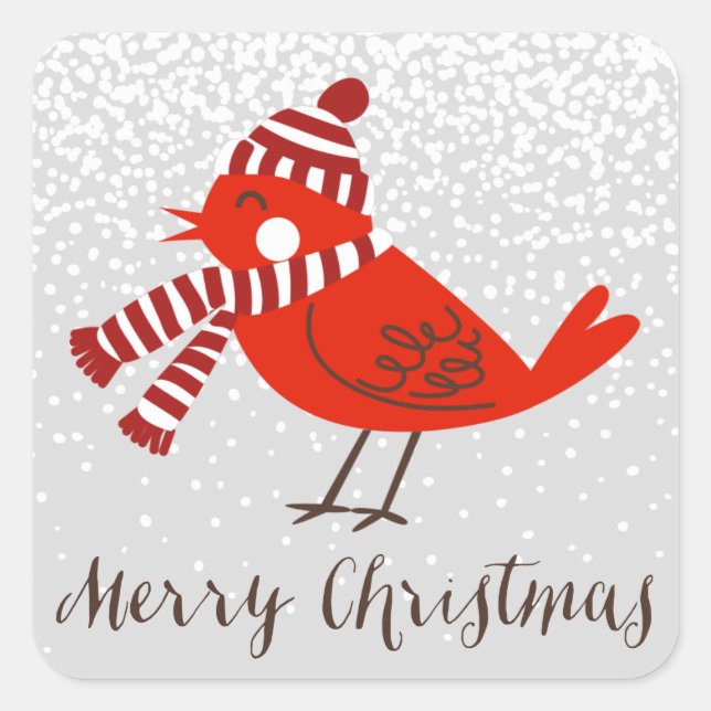 Carré Sticker de Noël Bird Floral (Devant)