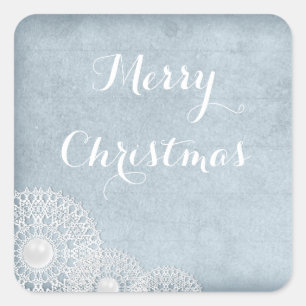 Carré Sticker de Noël bleu