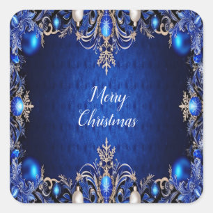 Carré Sticker de Noël décoratif bleu