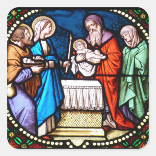 Carré Sticker de Noël Jésus Christ en verre tendu