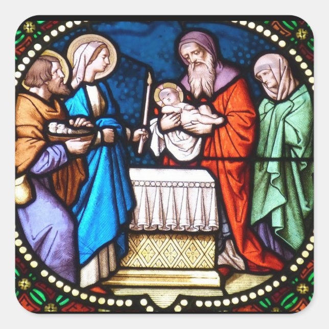 Carré Sticker de Noël Jésus Christ en verre tendu (Devant)