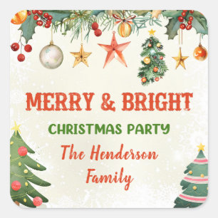 Carré Sticker de Noël joyeux et brillant