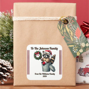 Carré Sticker de Noël joyeux et coloré pour cadeaux de f