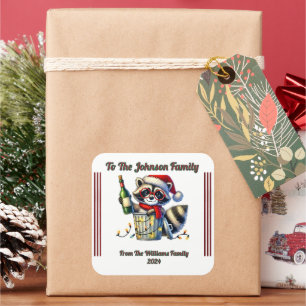 Carré Sticker de Noël joyeux pour enveloppement de cadea
