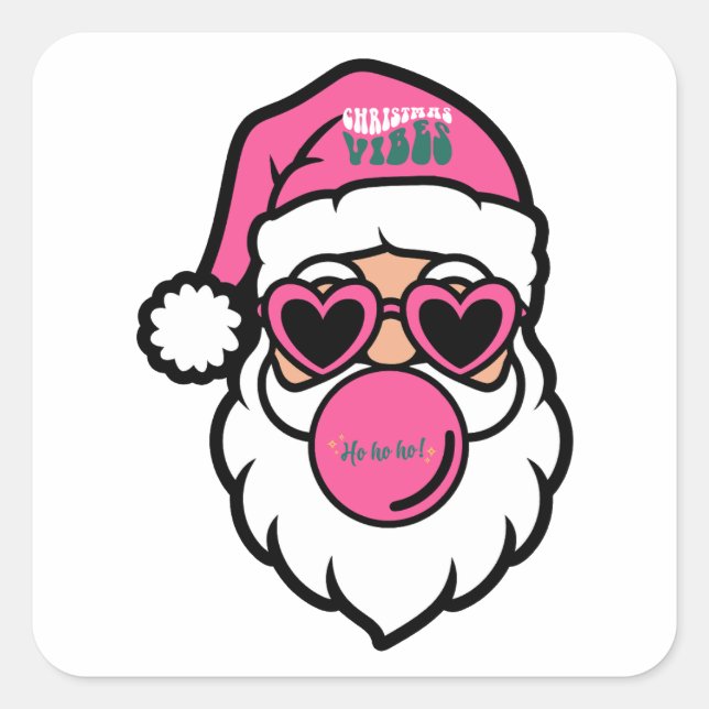 Carré Sticker de Noël Père Noël Joyeux (Devant)