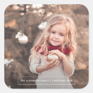 Carré Sticker de Noël photo minimaliste