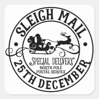 Carré Sticker de Noël Sleigh Mail Père Noël Sticker